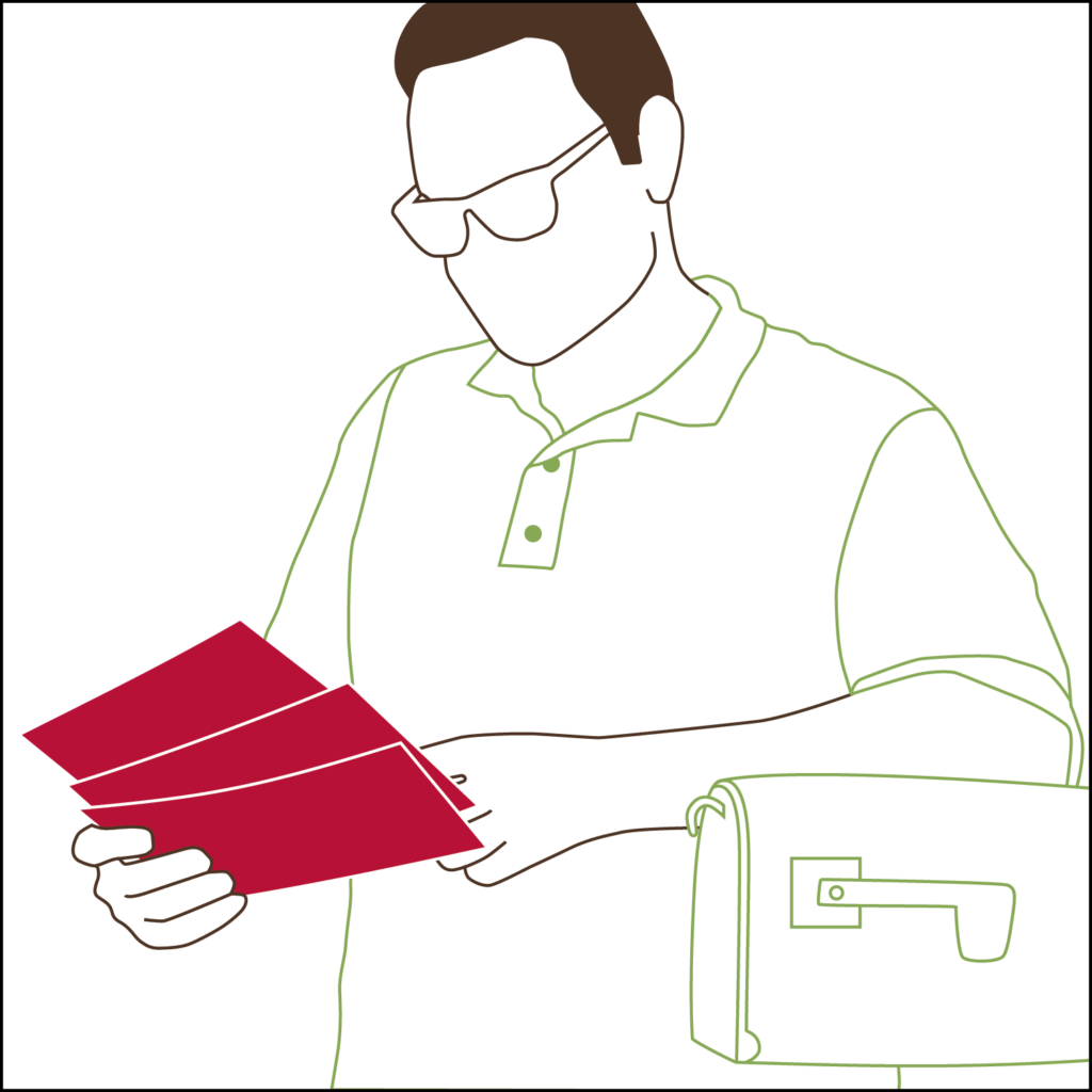 man-looking-at-mail Illustration